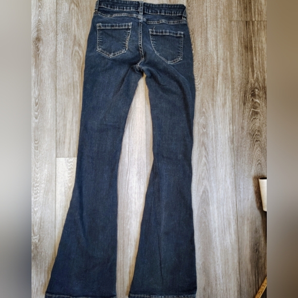 Rise Elegant Dark Blue Flare Jeans - Picture 3 of 7